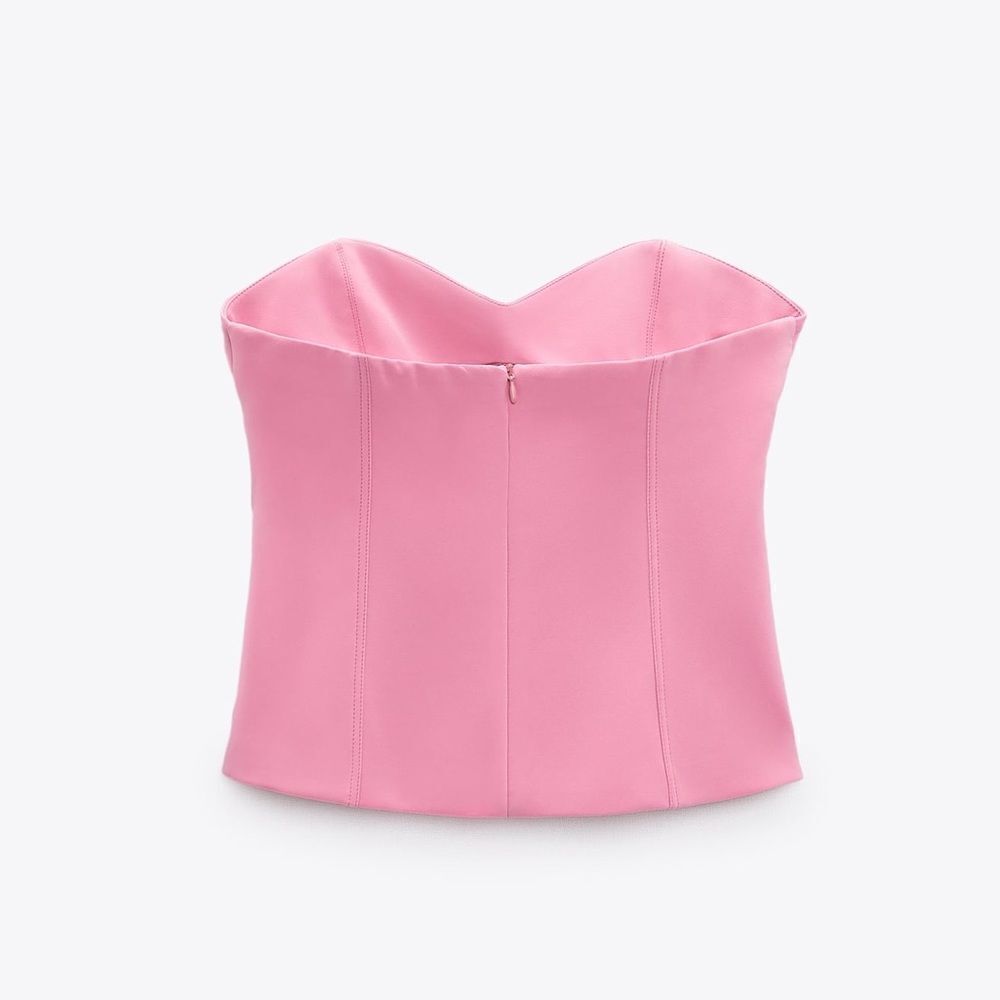 ZARA WOMAN SS23 PINK STRAPLESS CUT OUT TOP, SIZE LARGE, NEVER WORN, NO TAG‎ - Picture 6 of 8